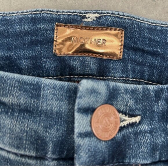 NEW MOTHER high waisted the looker ankle fray Walking on Coals blue skinny 23 - Picture 5 of 9